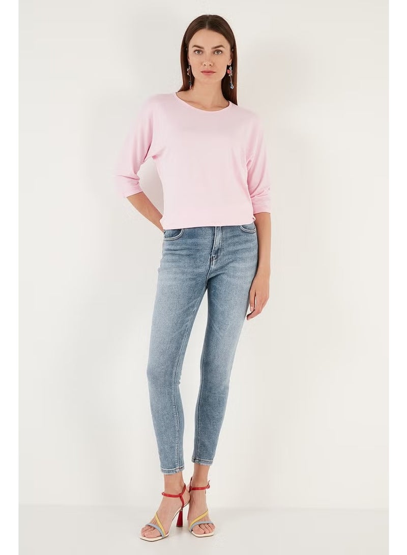 Lela Crew Neck Three Quarter Sleeve Women's Blouse 5861416Y - Image 2